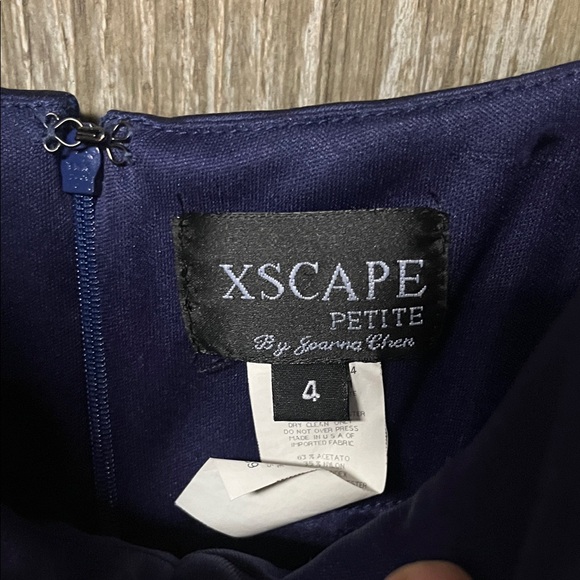 Xscape Navy Satin Ruched Midi Dress - Picture 2 of 3